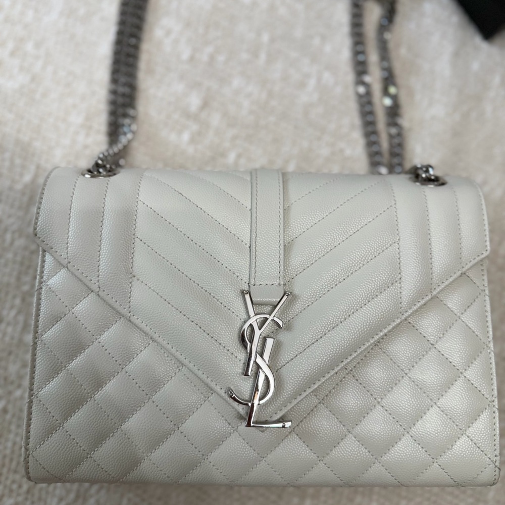 SAINT LAURENT MEDIUM ENVELOPE BAG QUILTED GRAIN LEATHER - Picture 3 of 13